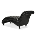 Tufted Armless Chaise Lounge Black Pu Pu Pu