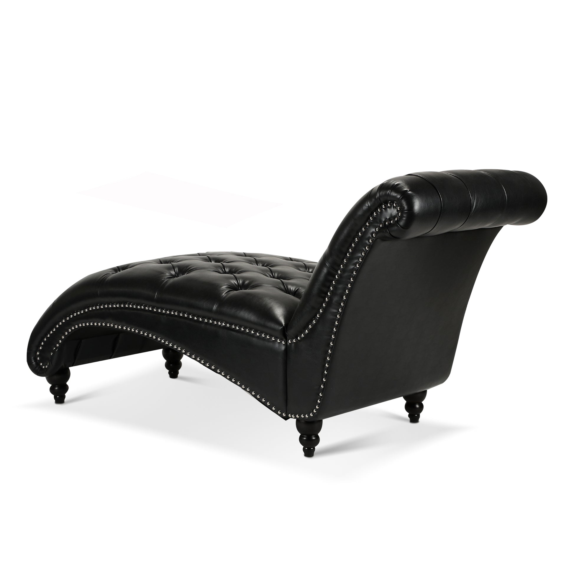 Tufted Armless Chaise Lounge Black Pu Pu Pu