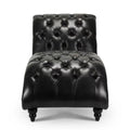 Tufted Armless Chaise Lounge Black Pu Pu Pu