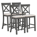 6 Piece Counter Height Dining Table Set Table With Shelf 4 Chairs And Bench For Dining Room Gray Gray Solid Wood