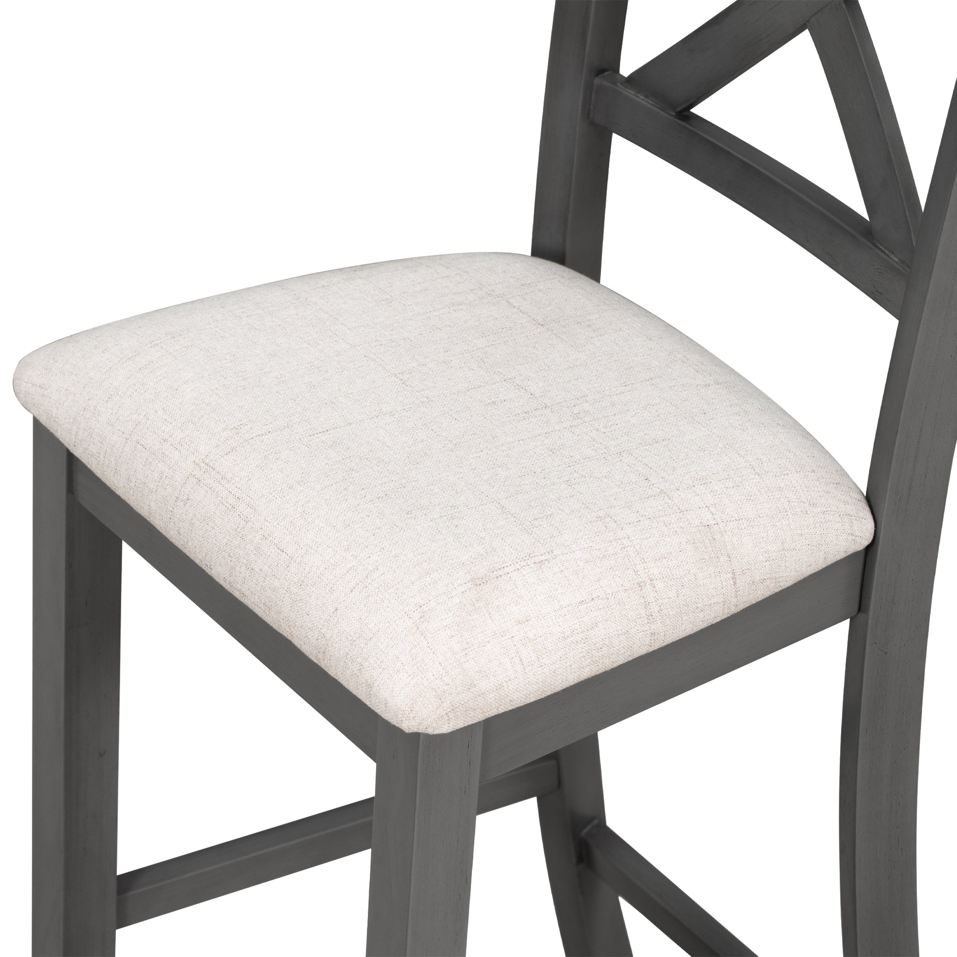 6 Piece Counter Height Dining Table Set Table With Shelf 4 Chairs And Bench For Dining Room Gray Gray Solid Wood