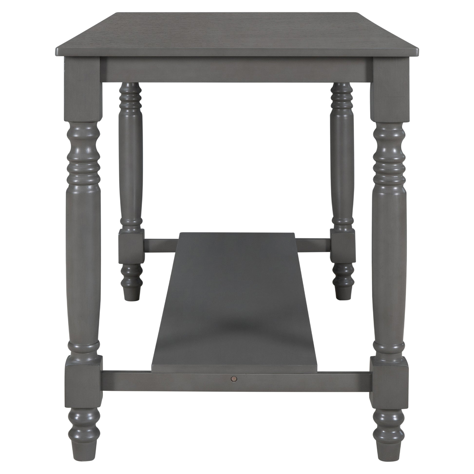 6 Piece Counter Height Dining Table Set Table With Shelf 4 Chairs And Bench For Dining Room Gray Gray Solid Wood