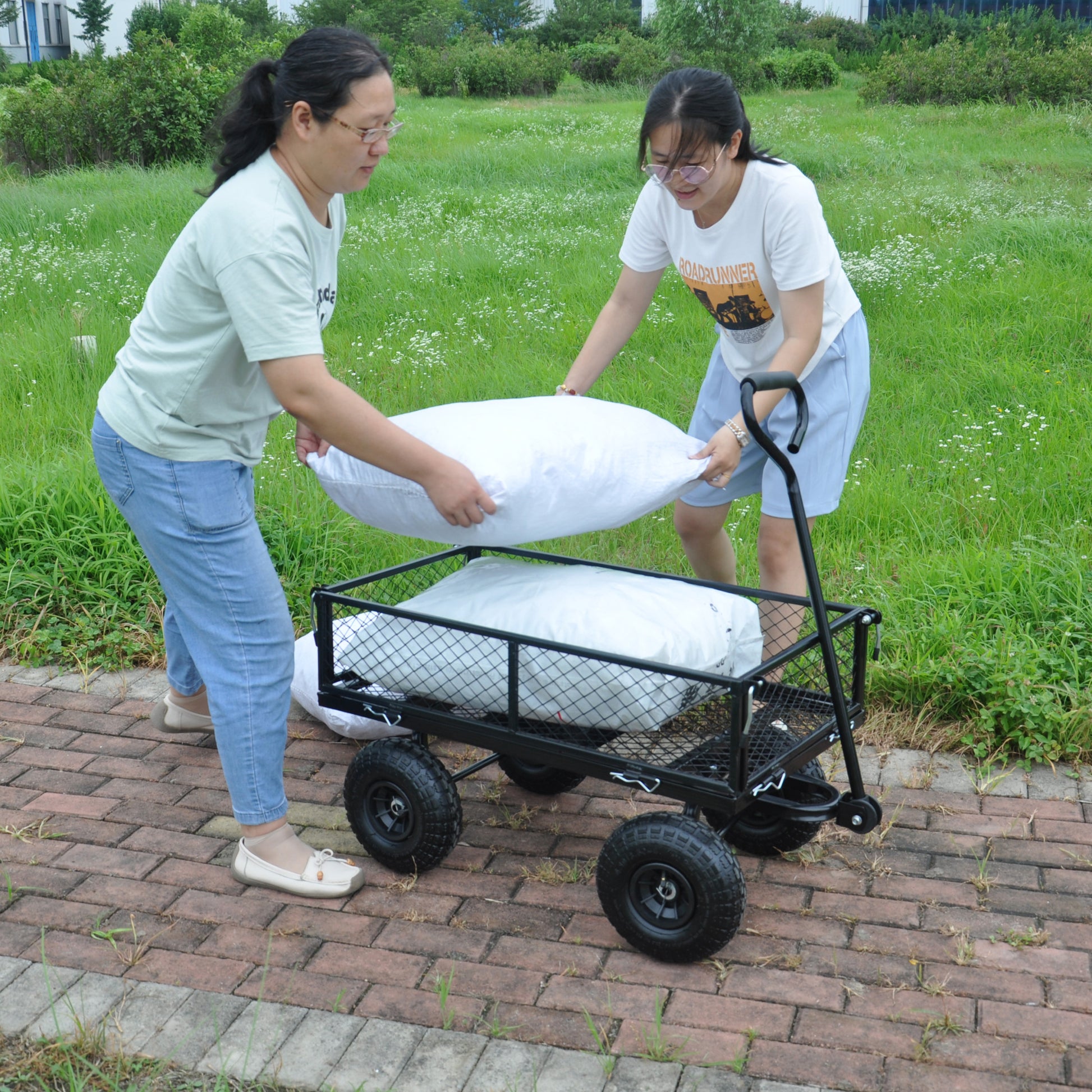 Wagon Cart Garden Cart Trucks Make It Easier To Transport Firewood Tc1840Bkg Black Metal