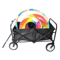 Folding Wagon Garden Shopping Beach Cart Black Black Steel