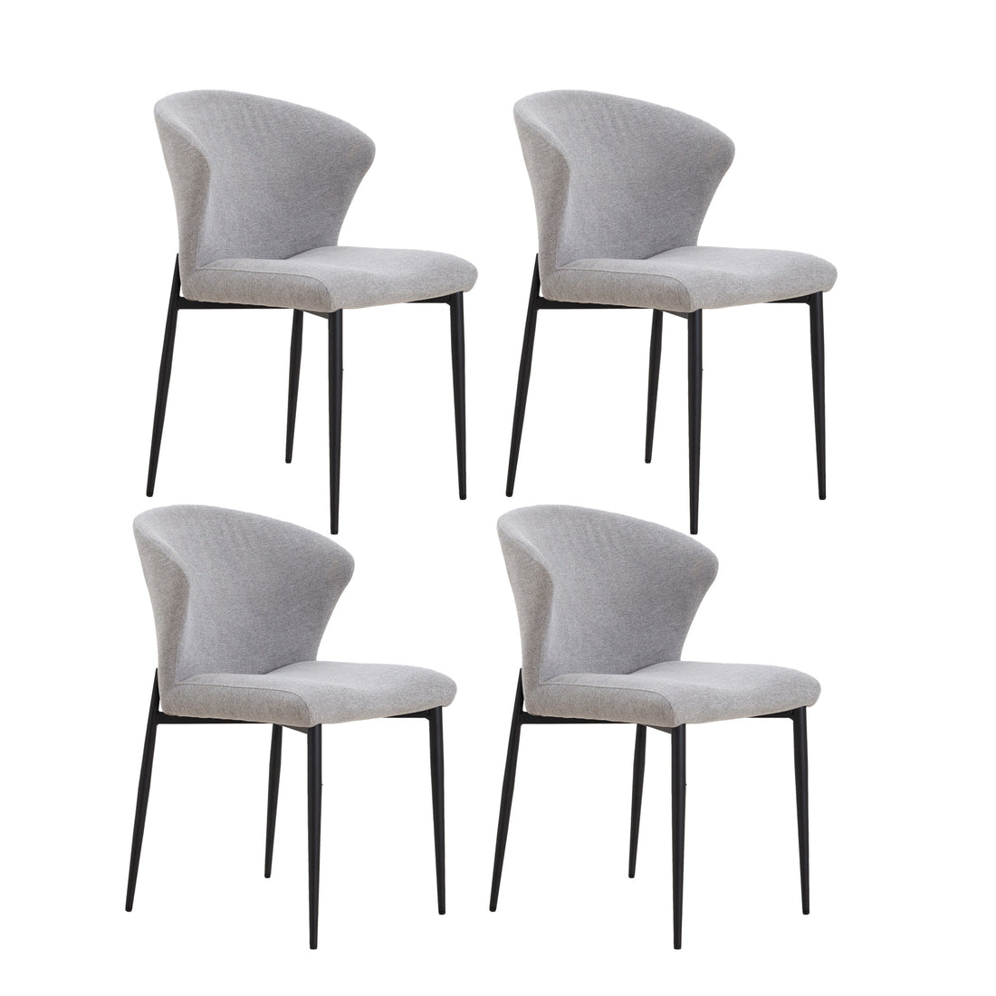 Dining Chairs Set Of 4, Upholstered Side Chairs, Adjustable Kitchen Chairs Accent Chair Cushion Upholstered Seat With Metal Legs For Living Room Grey Gray Foam Metal