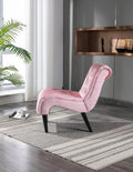 Coolmore Modern Velvet Armless Accent Living Room Chair Leisure Chair,Upholstered Fabric Button Comfortable Chair With Wooden Legs For Bedroom, Living Room, Office Pink Velvet Pink Primary Living Space Foam Velvet