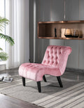 Coolmore Modern Velvet Armless Accent Living Room Chair Leisure Chair,Upholstered Fabric Button Comfortable Chair With Wooden Legs For Bedroom, Living Room, Office Pink Velvet Pink Primary Living Space Foam Velvet
