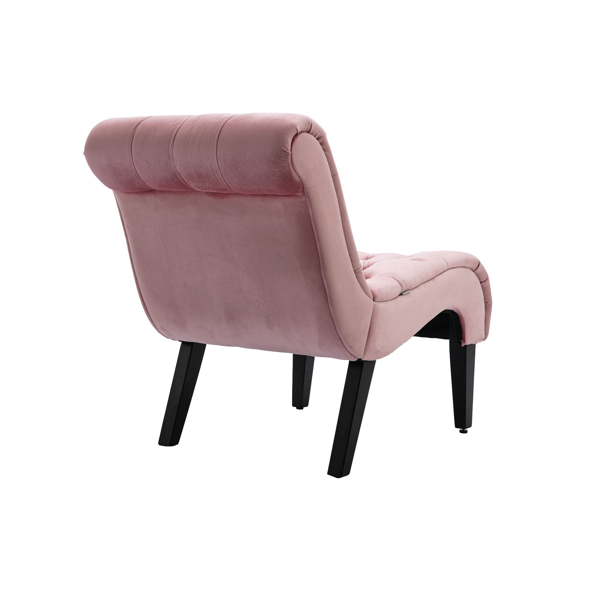 Coolmore Modern Velvet Armless Accent Living Room Chair Leisure Chair,Upholstered Fabric Button Comfortable Chair With Wooden Legs For Bedroom, Living Room, Office Pink Velvet Pink Primary Living Space Foam Velvet