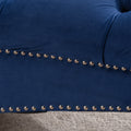 Tufted Armless Chaise Lounge Blue Polyester Fabric