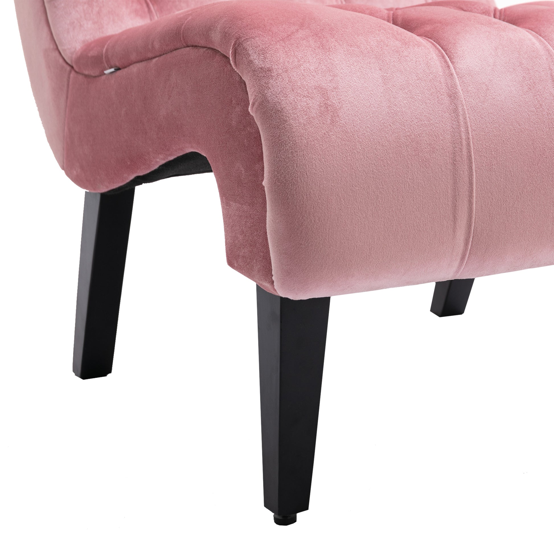 Coolmore Modern Velvet Armless Accent Living Room Chair Leisure Chair,Upholstered Fabric Button Comfortable Chair With Wooden Legs For Bedroom, Living Room, Office Pink Velvet Pink Primary Living Space Foam Velvet