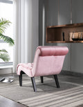 Coolmore Modern Velvet Armless Accent Living Room Chair Leisure Chair,Upholstered Fabric Button Comfortable Chair With Wooden Legs For Bedroom, Living Room, Office Pink Velvet Pink Primary Living Space Foam Velvet