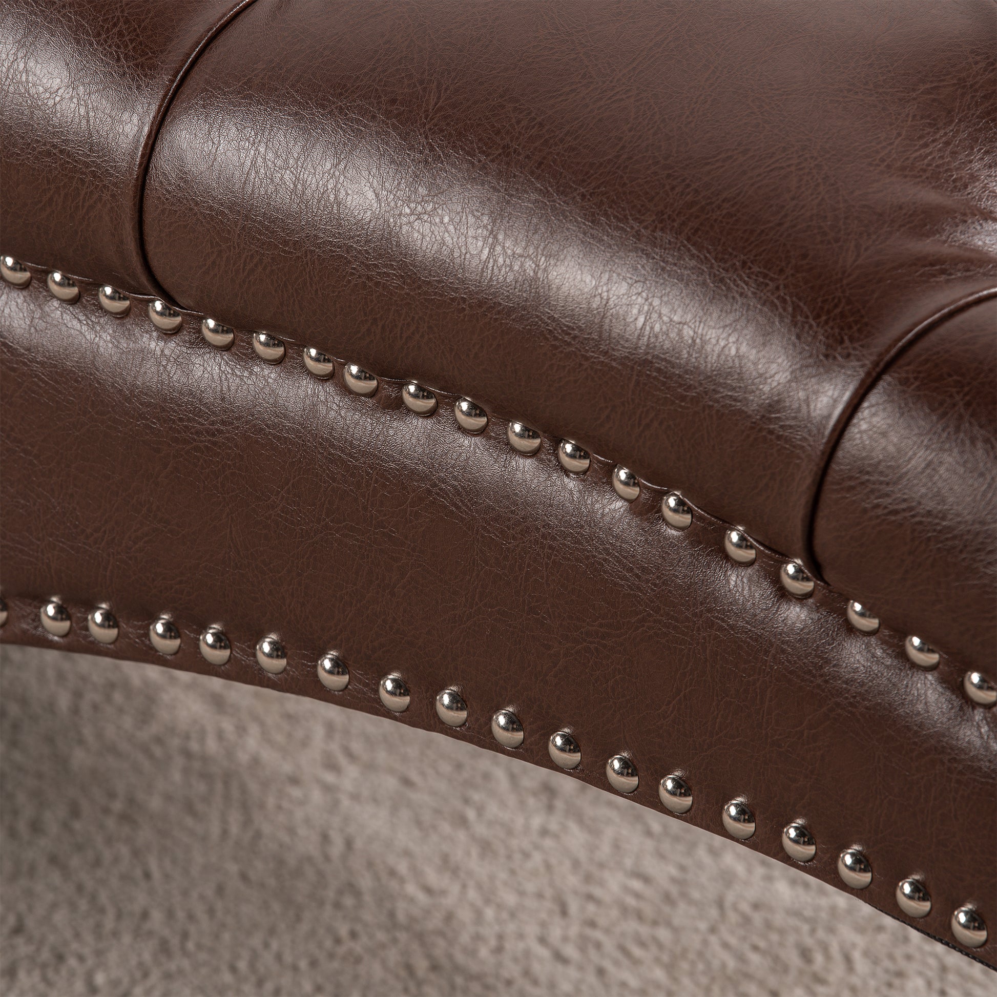 Tufted Armless Chaise Lounge Dark Brown Pu Pu