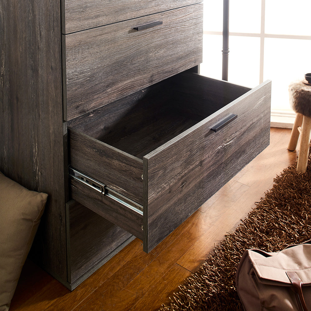 Oliver Farmhouse Four Drawer Jumbo Chest In Rustic Gray Gray Solid Wood