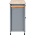 Kitchen Island Cart With Solid Wood Top And Locking Wheels,54.3 Inch Width,4 Door Cabinet And Two Drawers,Spice Rack, Towel Rack Grey Blue Blue Mdf