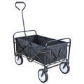 Folding Wagon Garden Shopping Beach Cart Black Black Steel