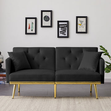 Black Velvet Sofa Bed Black Wood Foam Velvet 2 Seat