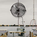 2Pack 24 Inch Industrial Wall Mount Fan, 3 Speed Commercial Ventilation Metal Fan For Warehouse, Greenhouse, Workshop, Patio, Factory And Basement High Velocity Black Metal