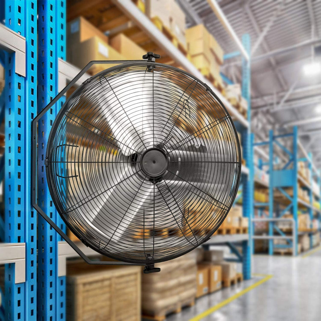 24 Inch Industrial Wall Mount Fan, 3 Speed Commercial Ventilation Metal Fan For Warehouse, Greenhouse, Workshop, Patio, Factory And Basement High Velocity Black Metal