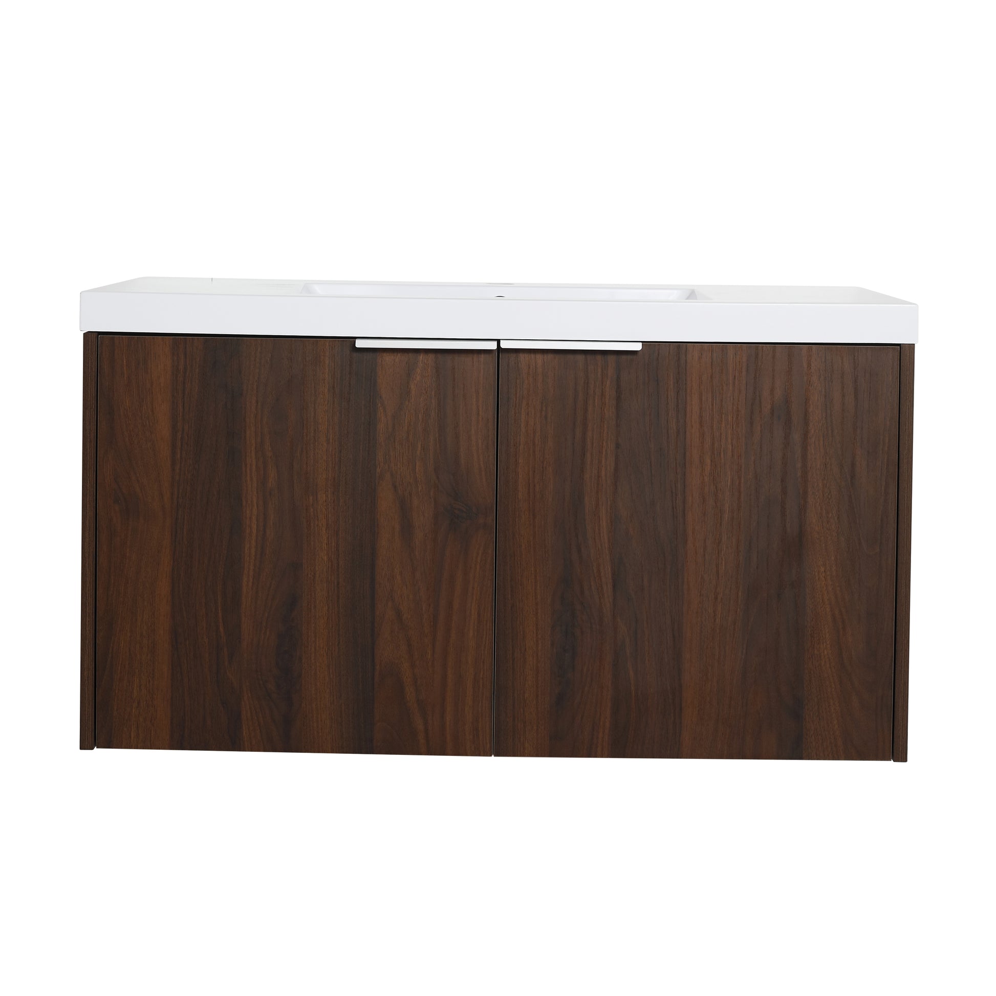 84 Inch Soft Close Doors Bathroom Vanity With Sink, A Small Storage Shelves, 36" And 12" Combination Cabinet, Kd Packing California Walnut 4 1 Bathroom Wall Mounted Modern Plywood