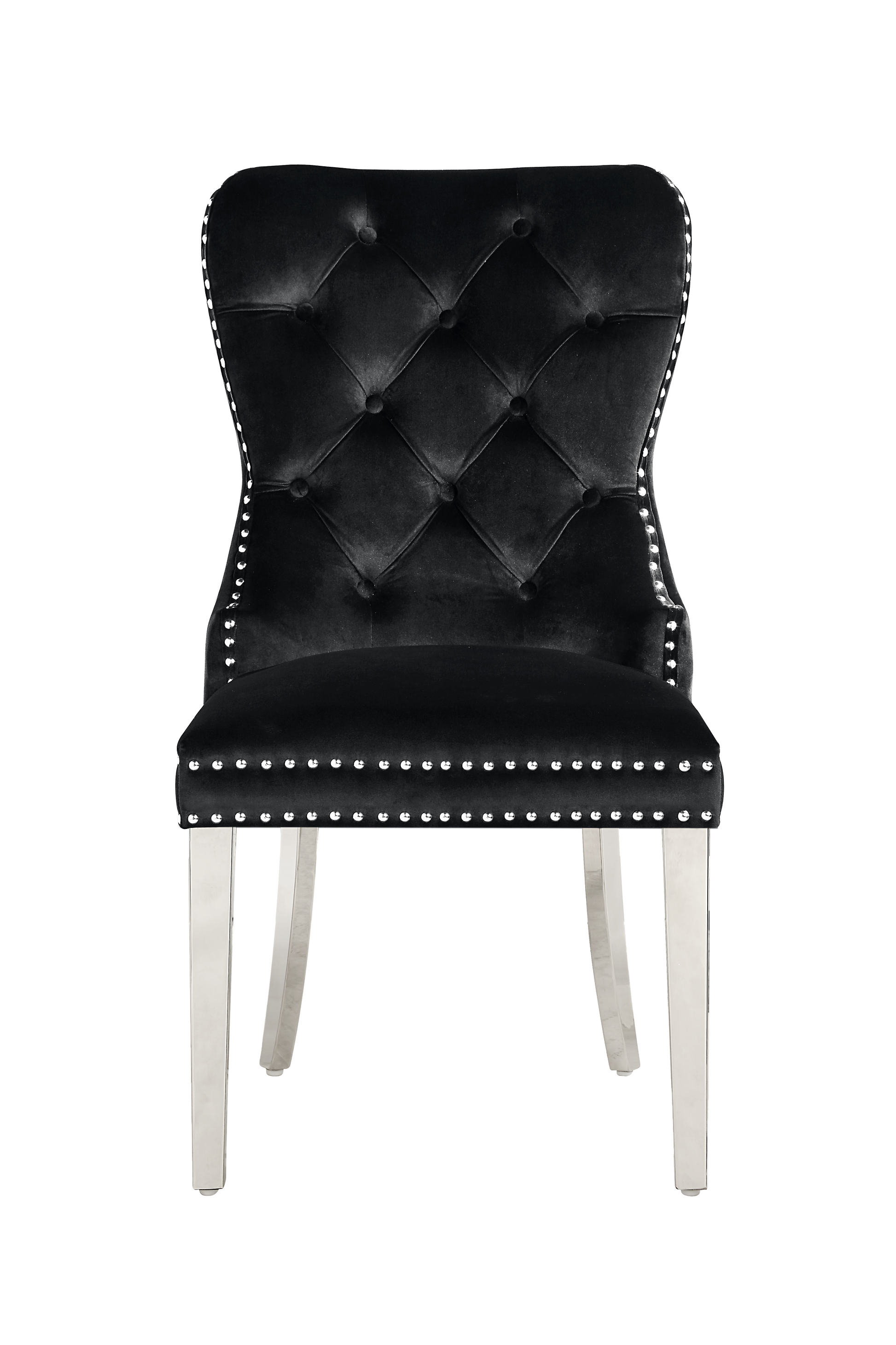 Modern Velvet Dining Chairs Set Of 2, Tufted Accent Upholstered Chairs Wingback Armless Side Chair Black Velvet