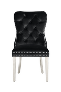 Modern Velvet Dining Chairs Set Of 2, Tufted Accent Upholstered Chairs Wingback Armless Side Chair Black Velvet
