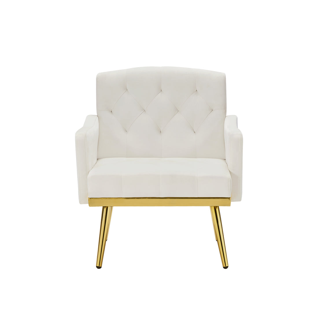 Cream White Velvet Armchair With Metal Legs Cream White Velvet
