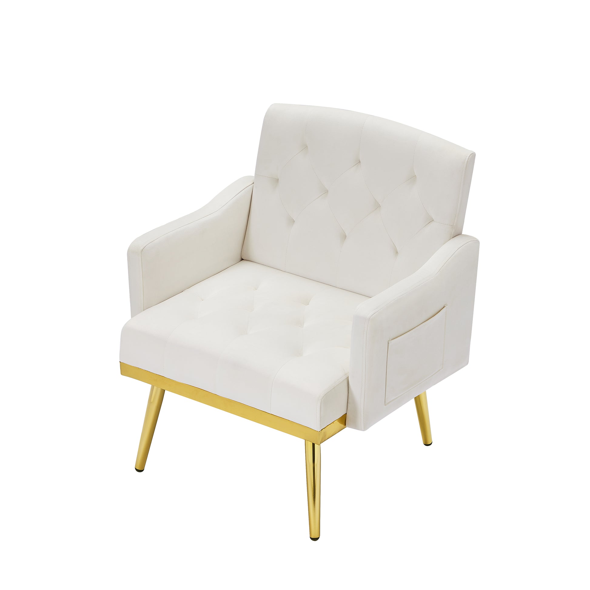 Cream White Velvet Armchair With Metal Legs Cream White Velvet