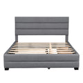 Queen Upholstered Platform Bed With Twin Size Trundle And Two Drawers,Grey Queen Grey Upholstered