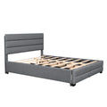 Queen Upholstered Platform Bed With Twin Size Trundle And Two Drawers,Grey Queen Grey Upholstered