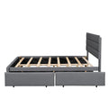 Queen Upholstered Platform Bed With Twin Size Trundle And Two Drawers,Grey Queen Grey Upholstered