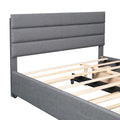 Queen Upholstered Platform Bed With Twin Size Trundle And Two Drawers,Grey Queen Grey Upholstered