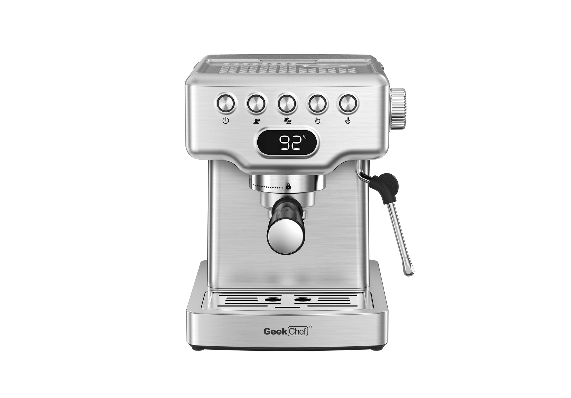 Geek Chef Espresso Machine,20 Bar Espresso Machine With Milk Frother For Latte,Cappuccino,Machiato,For Home Espresso Maker,1.8L Water Tank,Stainless Steel Complimentary Ese Filter Ban On , Temu Silver Stainless Steel