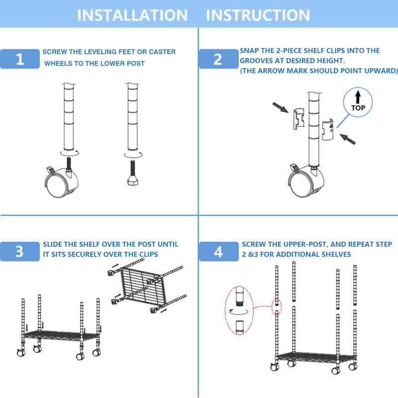 Simple Deluxe 3 Shelf Shelving With Wheels Steel Organizer 23"Wx13"Dx30"H Chrome Silver Iron