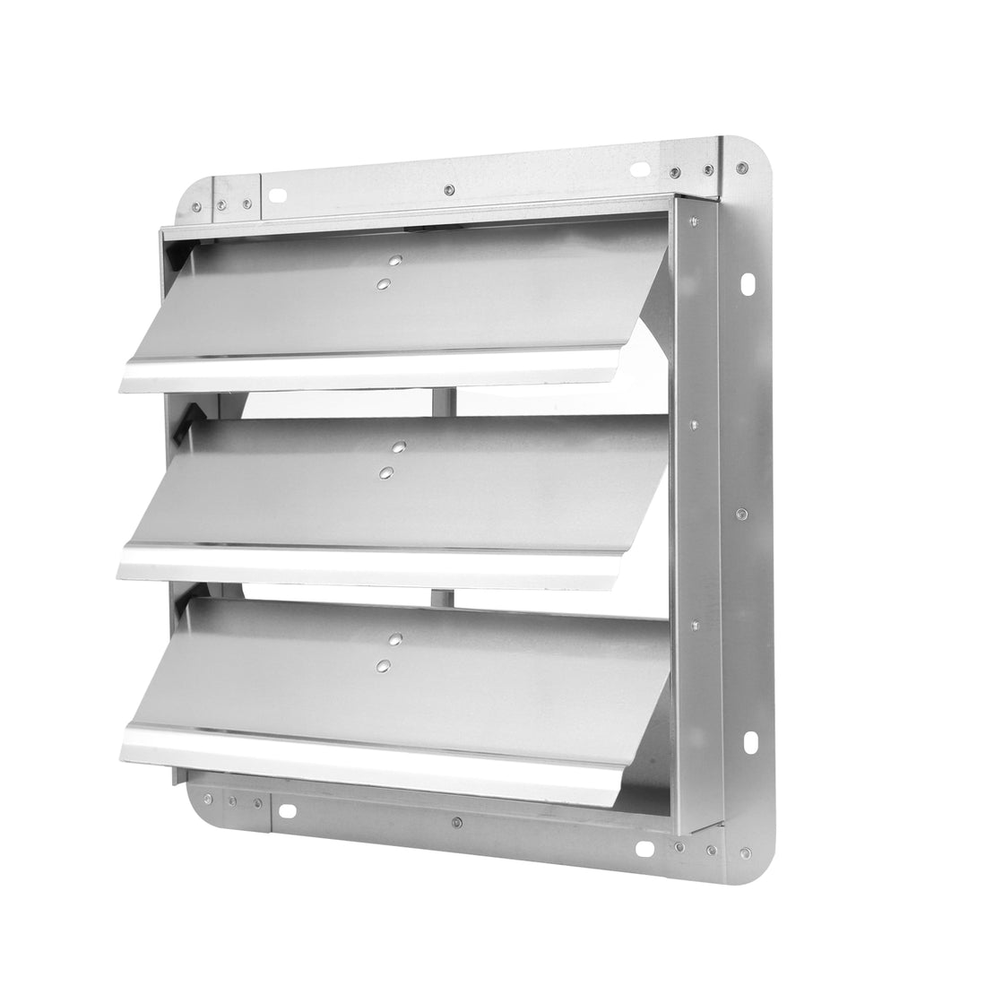 Ipower 14 Inch Square Aluminum Automatic Gravity Shutter Louver Vent, Silver Silver Steel