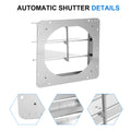 Ipower 14 Inch Square Aluminum Automatic Gravity Shutter Louver Vent, Silver Silver Steel