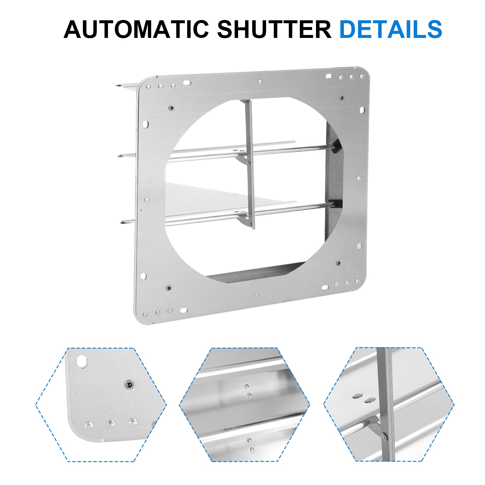 Ipower 14 Inch Square Aluminum Automatic Gravity Shutter Louver Vent, Silver Silver Steel