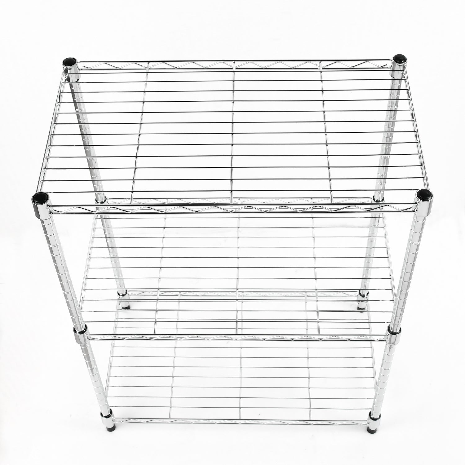 Simple Deluxe 3 Shelf Shelving With Wheels Steel Organizer 23"Wx13"Dx30"H Chrome Silver Iron