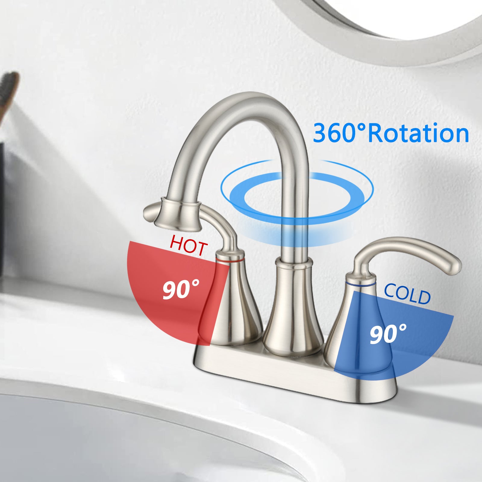 2 Handle Bathroom Sink Faucet With Pop Up Drain Brushed Nickel Brushed Nickel Zinc