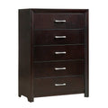Espresso Finish Contemporary Design 1Pc Chest Of 5X Drawers Silver Tone Bar Pulls Bedroom Furniture Espresso Bedroom Contemporary Wood