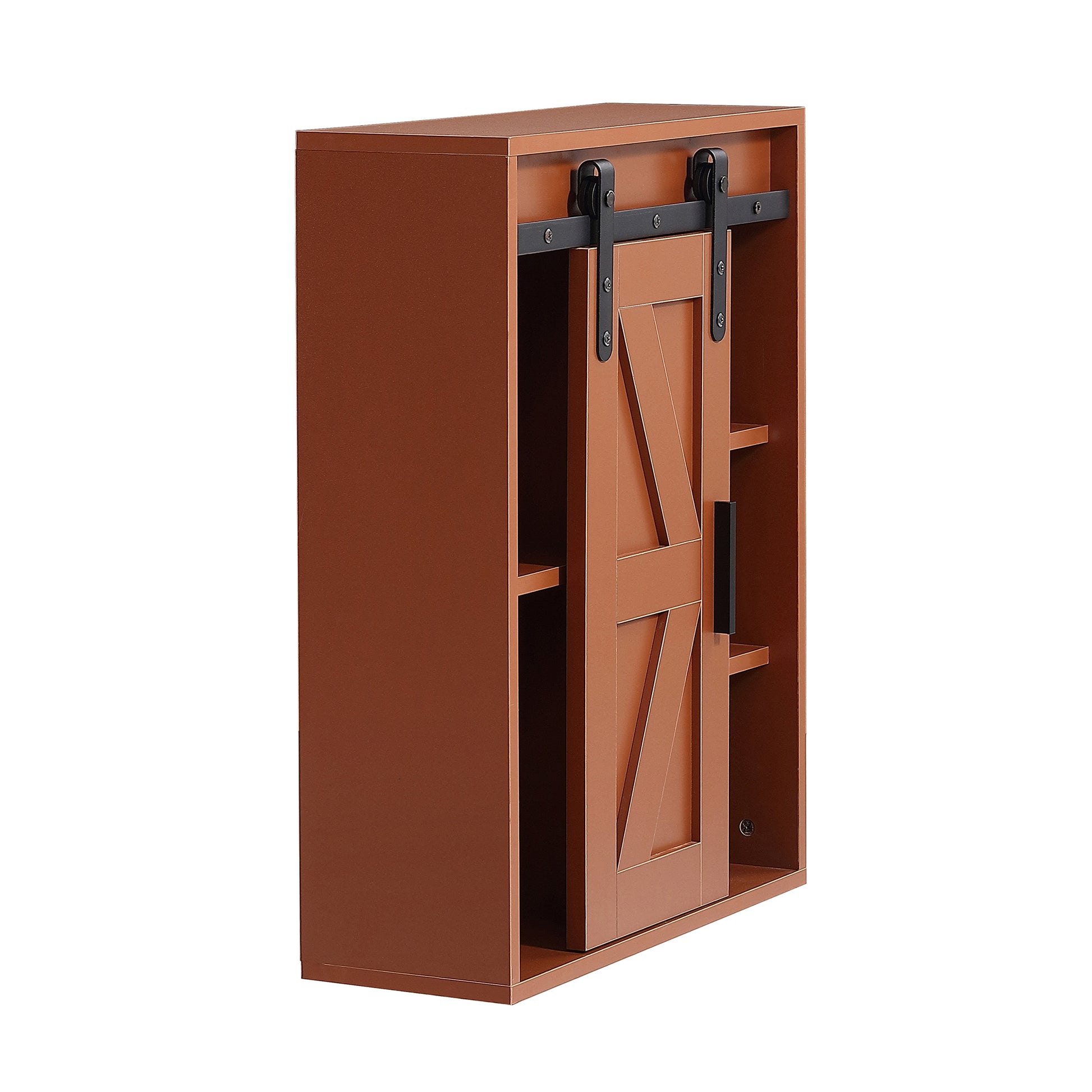 Wood Wall Mounted Storage Cabinet, 5 Layer Toilet Bathroom Storage Cabinet, Multifunctional Cabinet With Adjustable Door, Chocolate Brown Espresso Mdf