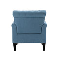 Mid Century Modern Accent Chair, Linen Armchair W Tufted Back Wood Legs, Upholstered Lounge Arm Chair Single Sofa For Living Room Bedroom,Light Blue Light Blue Foam Linen