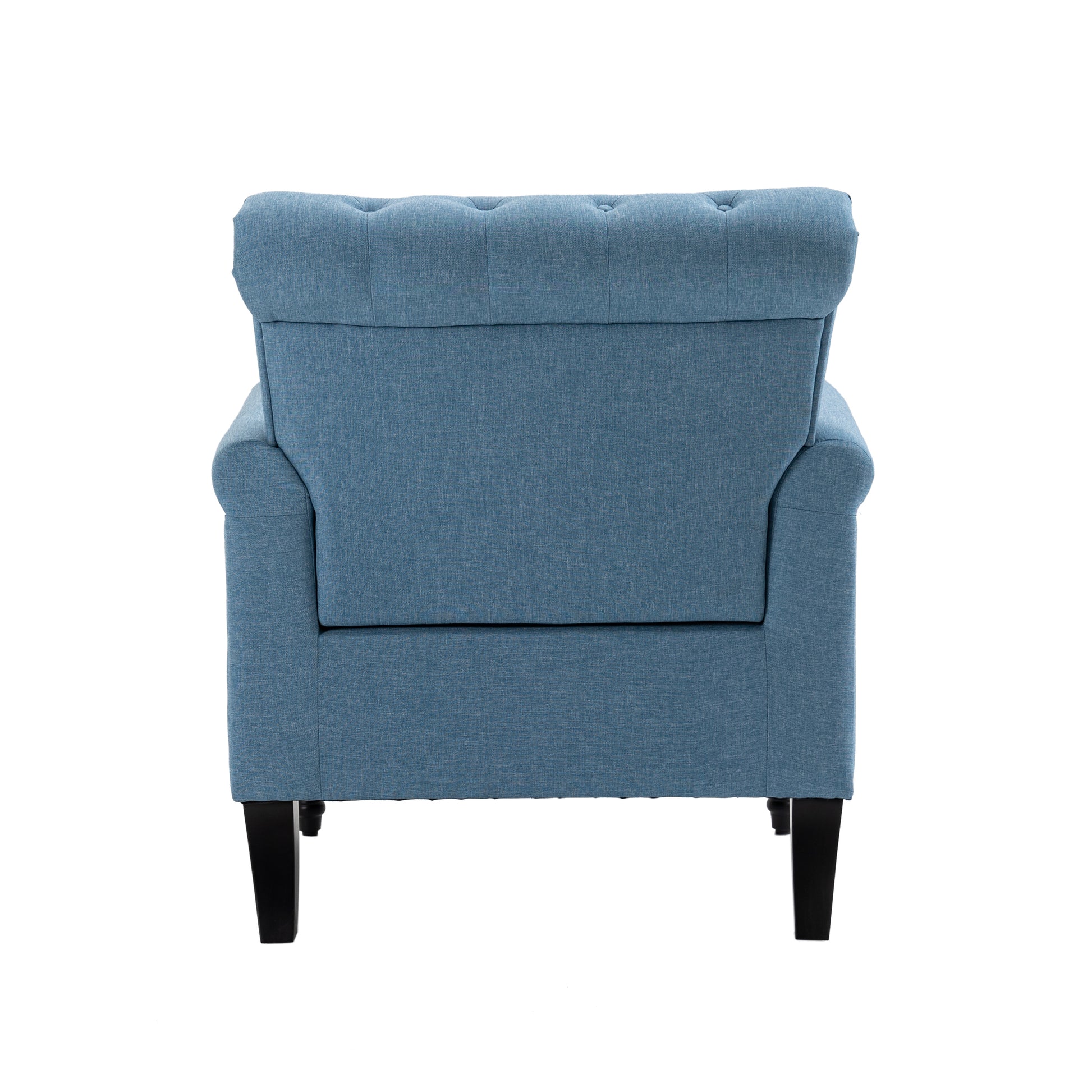 Mid Century Modern Accent Chair, Linen Armchair W Tufted Back Wood Legs, Upholstered Lounge Arm Chair Single Sofa For Living Room Bedroom,Light Blue Light Blue Foam Linen