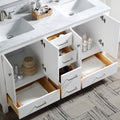 Bathroom Vanity Cabinet Set 60 Inches Double Sink, Bathroom Storage Carrara White Marble Countertop With Back Splash White Plywood