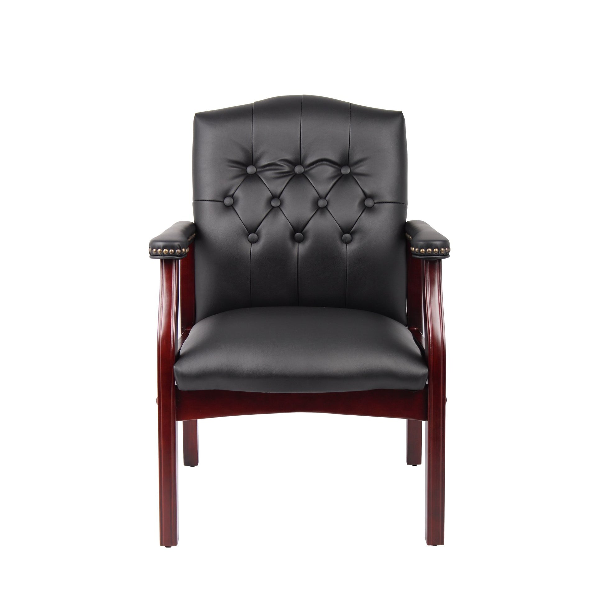 Leather Reception Guest Chairs W Padded Seat And Arms Ergonomic Mid Back Office Executive Side Chair For Meeting Waiting Room Conference Office Guest Chairs,Black Black Foam Leather