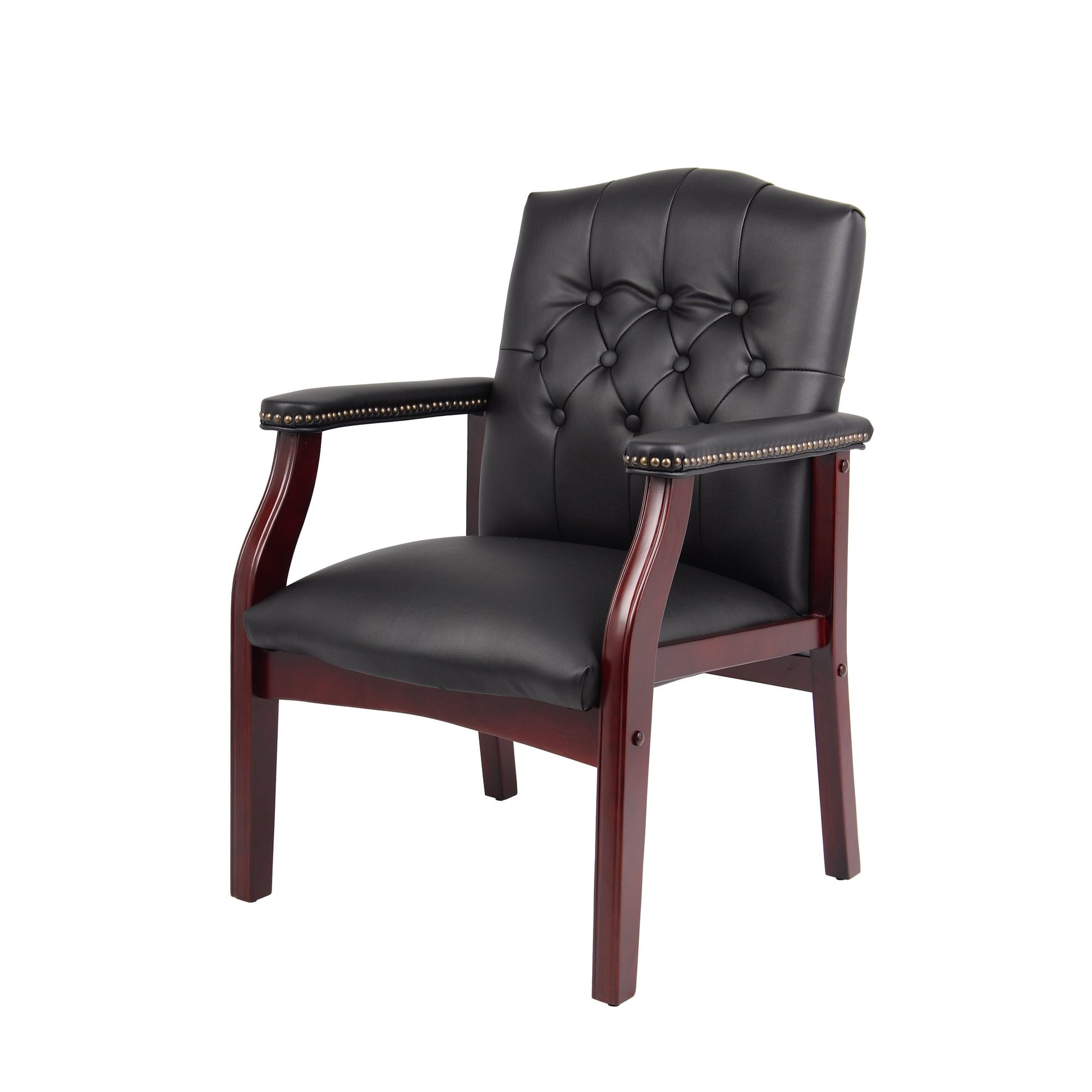 Leather Reception Guest Chairs W Padded Seat And Arms Ergonomic Mid Back Office Executive Side Chair For Meeting Waiting Room Conference Office Guest Chairs,Black Black Foam Leather