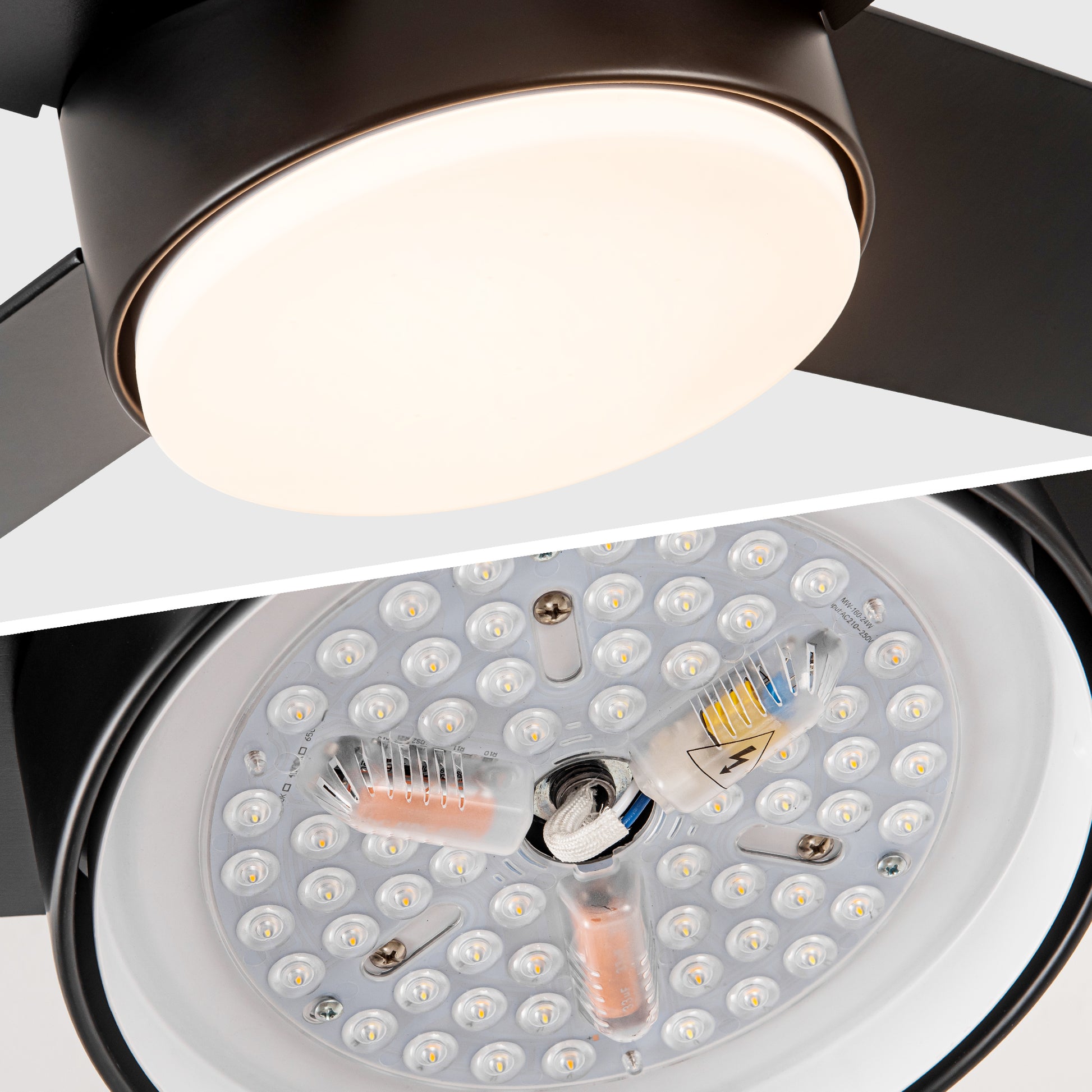44 In Intergrated Led Ceiling Fan With Black Abs Blade Black Plywood