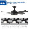 44 In Intergrated Led Ceiling Fan With Black Abs Blade Black Plywood