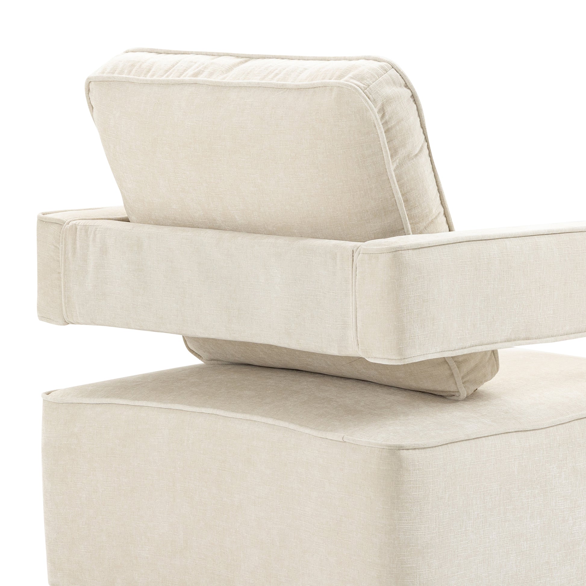 30.7"W Swivel Accent Open Back Chair Modern Comfy Sofa Chair With Gold Stainless Steel Base For Nursery Bedroom Living Room Hotel Office, Club Chair Leisure Arm Chair For Lounge Beige Chenille Beige