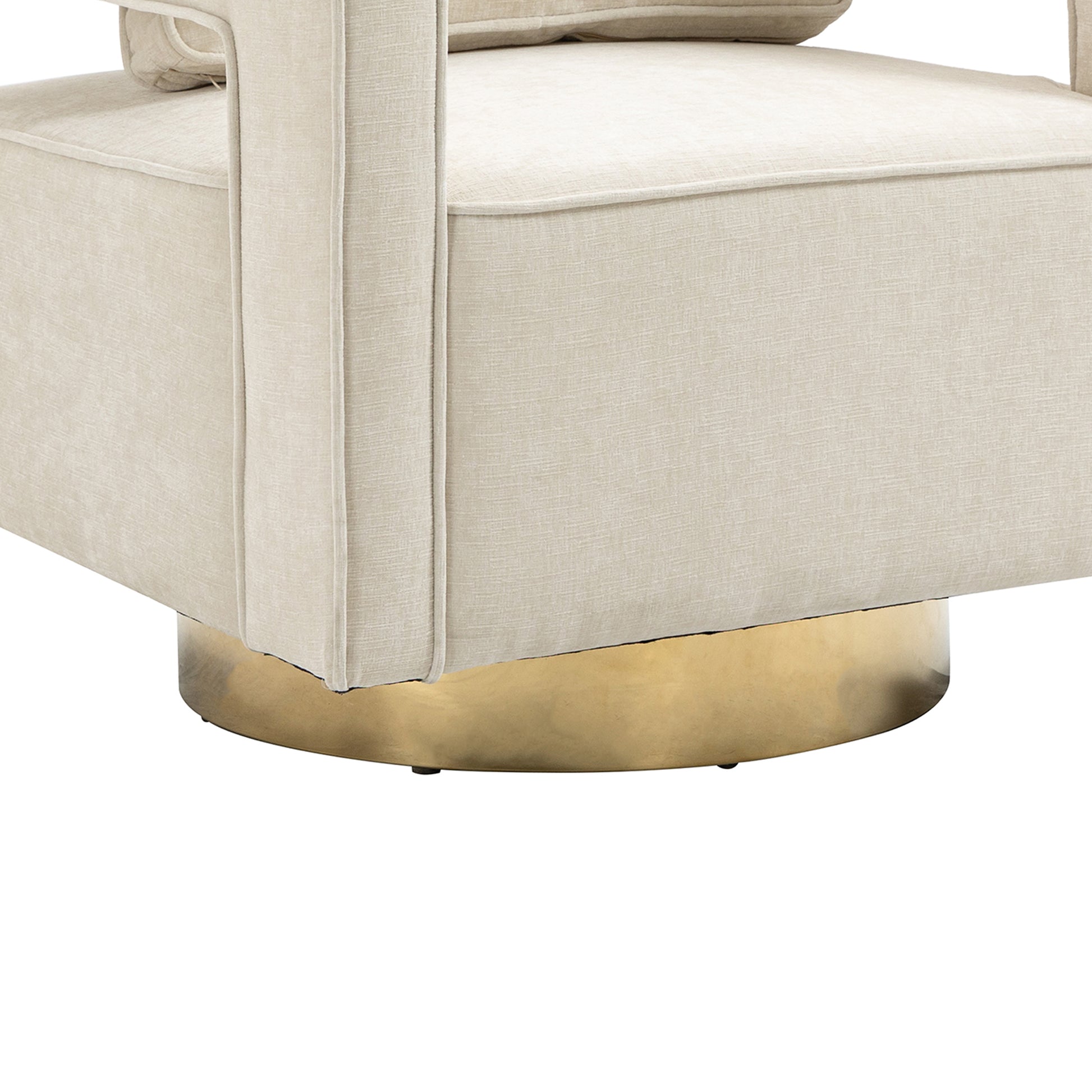 30.7"W Swivel Accent Open Back Chair Modern Comfy Sofa Chair With Gold Stainless Steel Base For Nursery Bedroom Living Room Hotel Office, Club Chair Leisure Arm Chair For Lounge Beige Chenille Beige