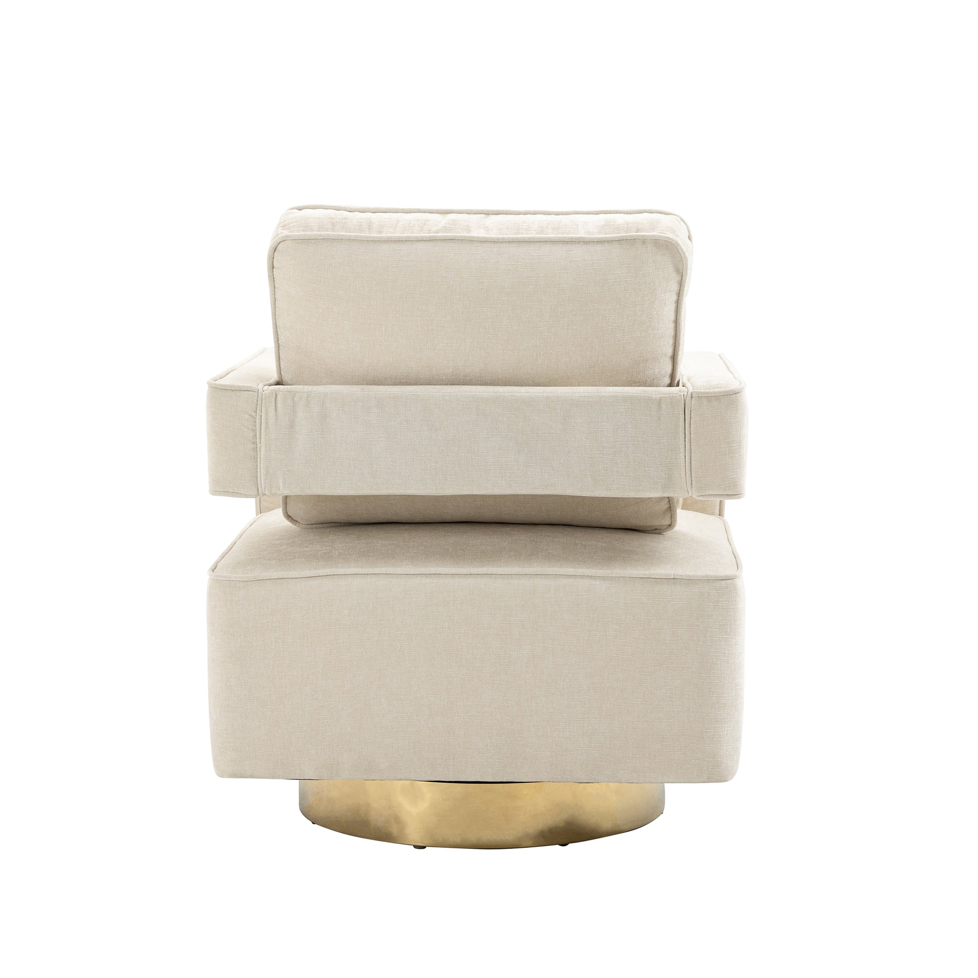 30.7"W Swivel Accent Open Back Chair Modern Comfy Sofa Chair With Gold Stainless Steel Base For Nursery Bedroom Living Room Hotel Office, Club Chair Leisure Arm Chair For Lounge Beige Chenille Beige